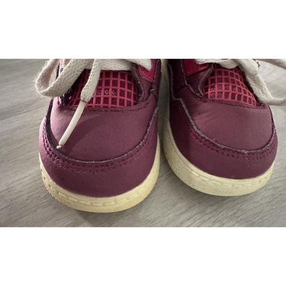 Kids Jordan 4 Retro Toddler Burgundy White Leather Sneakers Size 7C - Picture 8 of 8